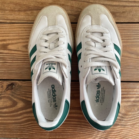 Adidas | Sambae Cloud White & Green Platform Sneaker Shoes 6.5 / 7 - Picture 5 of 14